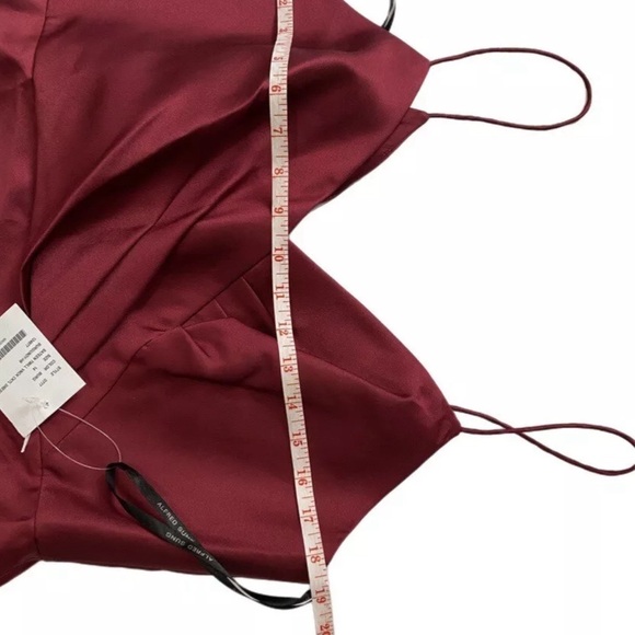 ALFRED SUNG Cocktail Dress Burgundy Satin Twill V Neck D777 $200 Sz 14 Pockets! - Picture 5 of 11